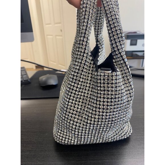 Aqua Womens Magnetic Snap Casual Crossbody Crystal Silver Black Size OS Defected - Picture 4 of 6